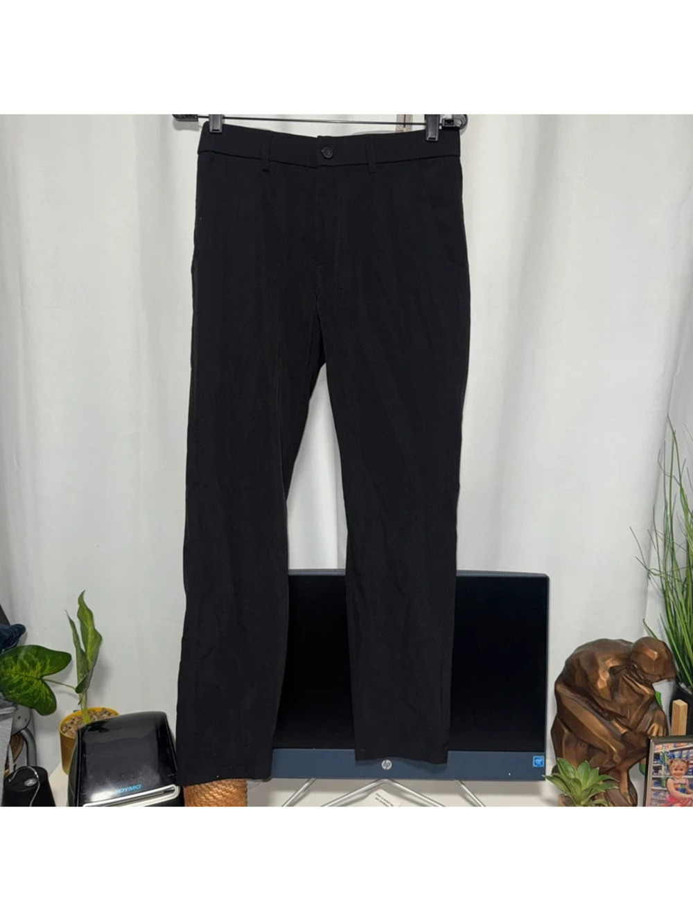 Plaid & plain black pants 28x30